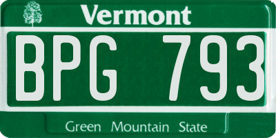 VT license plate BPG793