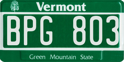 VT license plate BPG803