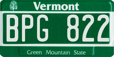 VT license plate BPG822