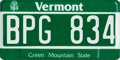 VT license plate BPG834