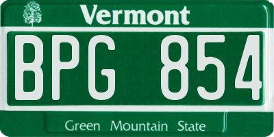 VT license plate BPG854