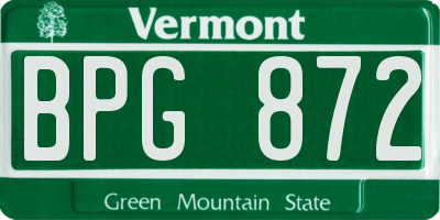 VT license plate BPG872
