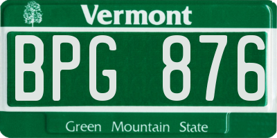 VT license plate BPG876