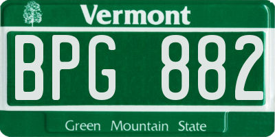 VT license plate BPG882