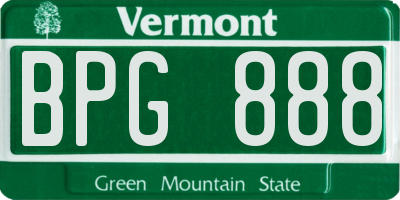 VT license plate BPG888