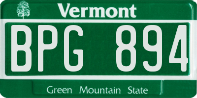 VT license plate BPG894