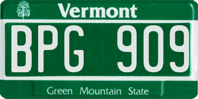 VT license plate BPG909