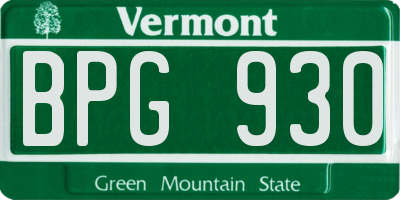 VT license plate BPG930