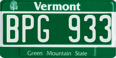 VT license plate BPG933