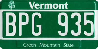 VT license plate BPG935