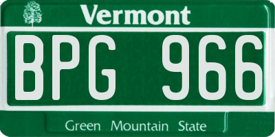 VT license plate BPG966