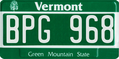 VT license plate BPG968