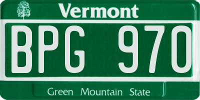 VT license plate BPG970