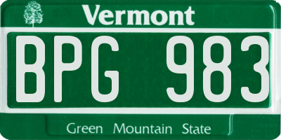 VT license plate BPG983