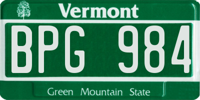VT license plate BPG984