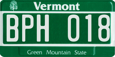 VT license plate BPH018