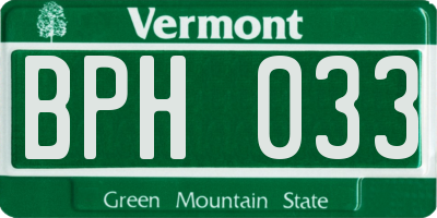 VT license plate BPH033