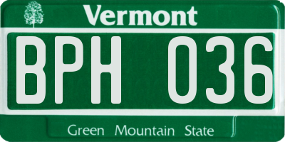 VT license plate BPH036