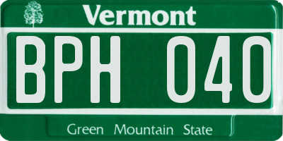 VT license plate BPH040