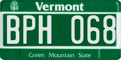 VT license plate BPH068
