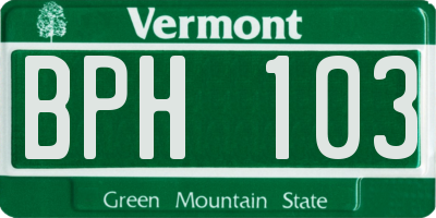 VT license plate BPH103
