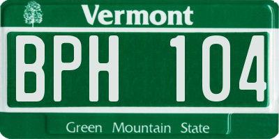 VT license plate BPH104