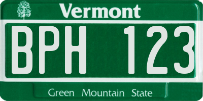 VT license plate BPH123
