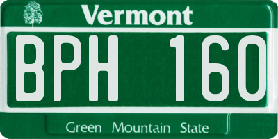 VT license plate BPH160