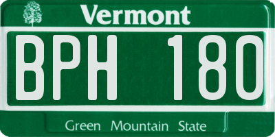 VT license plate BPH180