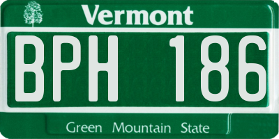 VT license plate BPH186