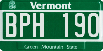 VT license plate BPH190