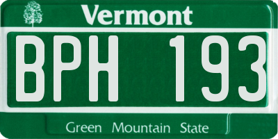 VT license plate BPH193