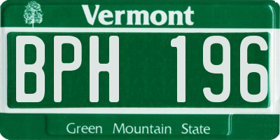 VT license plate BPH196