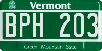 VT license plate BPH203