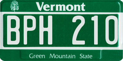 VT license plate BPH210
