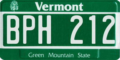 VT license plate BPH212