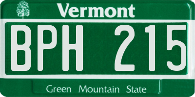 VT license plate BPH215
