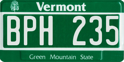 VT license plate BPH235
