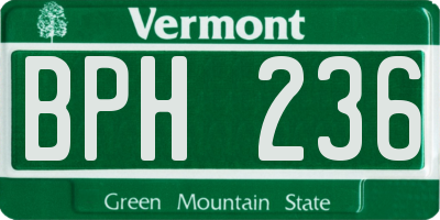 VT license plate BPH236