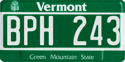VT license plate BPH243