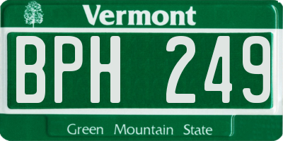 VT license plate BPH249