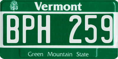 VT license plate BPH259
