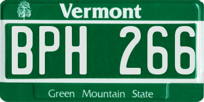 VT license plate BPH266