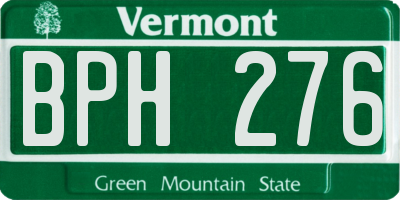 VT license plate BPH276