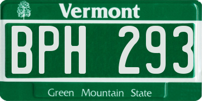 VT license plate BPH293