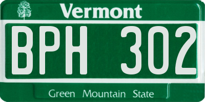 VT license plate BPH302