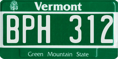 VT license plate BPH312