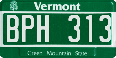 VT license plate BPH313