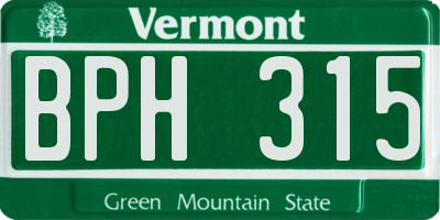 VT license plate BPH315