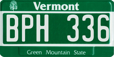 VT license plate BPH336